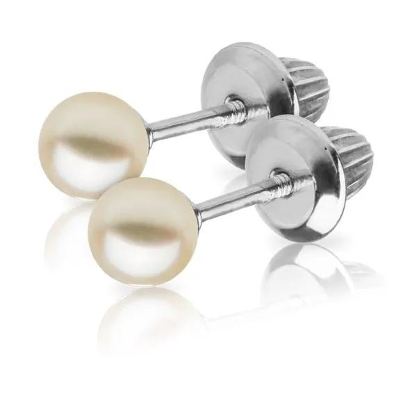 Sterling Silver Children's Cultured Pearl Earrings Image 3 Koerbers Fine Jewelry Inc New Albany, IN