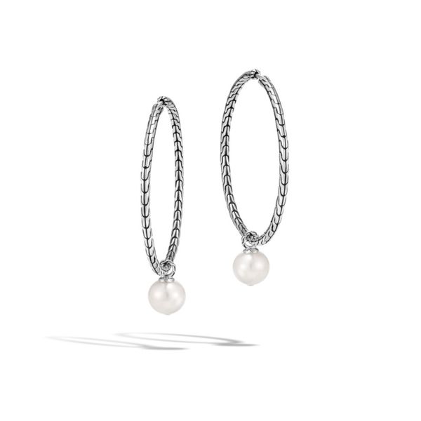 Sterling Silver Classic Chain Hoop Earring with Freshwater Pearl Koerbers Fine Jewelry Inc New Albany, IN