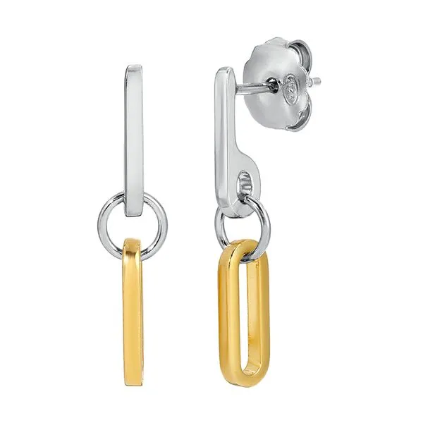 Sterling Silver And Yellow Gold Plated Rectangle Earrings Koerbers Fine Jewelry Inc New Albany, IN