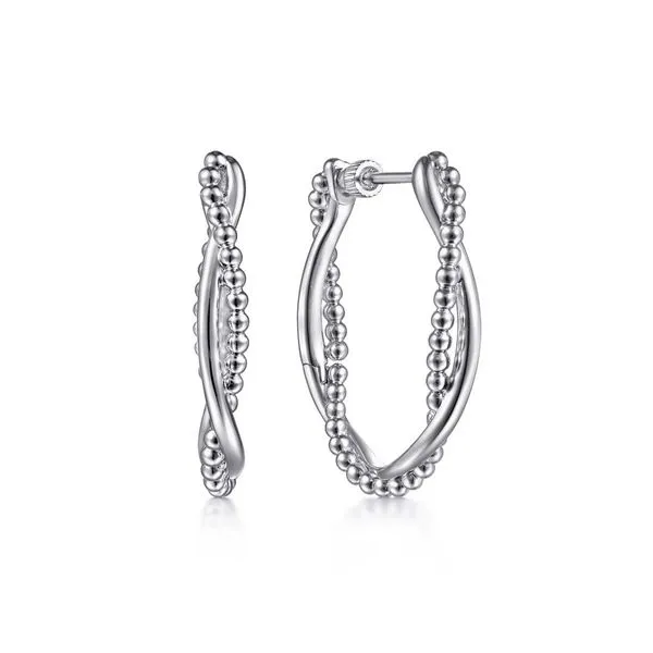 925 Sterling Silver White Sapphire Twisted Bujukan Classic Hoop Earrings Koerbers Fine Jewelry Inc New Albany, IN