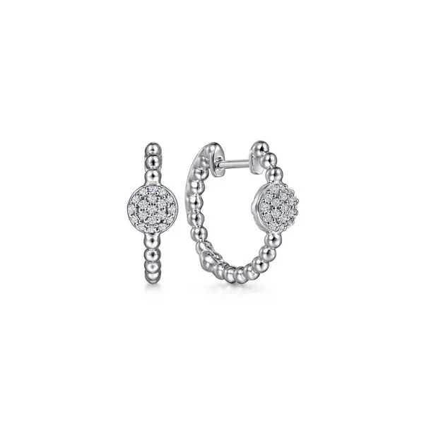 Sterling Silver White Sapphire Pave Huggie Earrings Koerbers Fine Jewelry Inc New Albany, IN