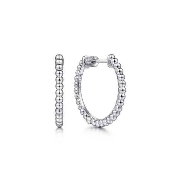 Sterling Silver 20MM Beaded Classic Hoop Earrings Koerbers Fine Jewelry Inc New Albany, IN