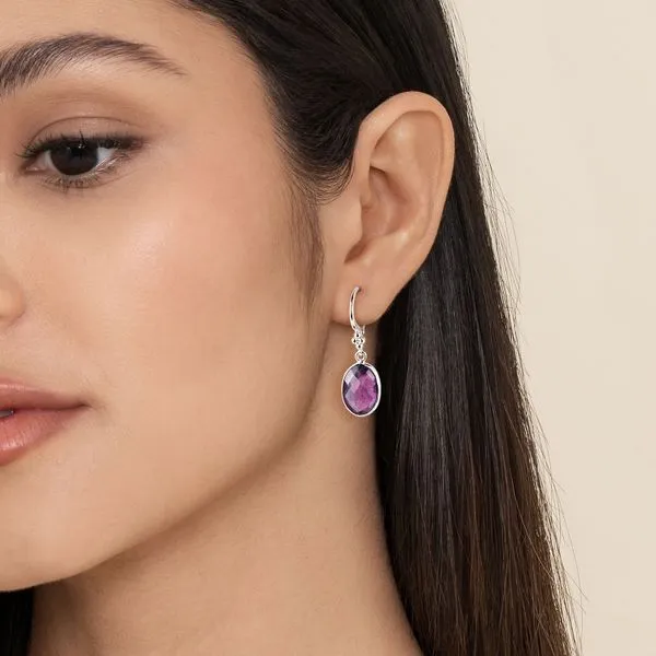 925 Sterling Silver Bujukan and Bezel Amethyst Drop Earrings Image 2 Koerbers Fine Jewelry Inc New Albany, IN