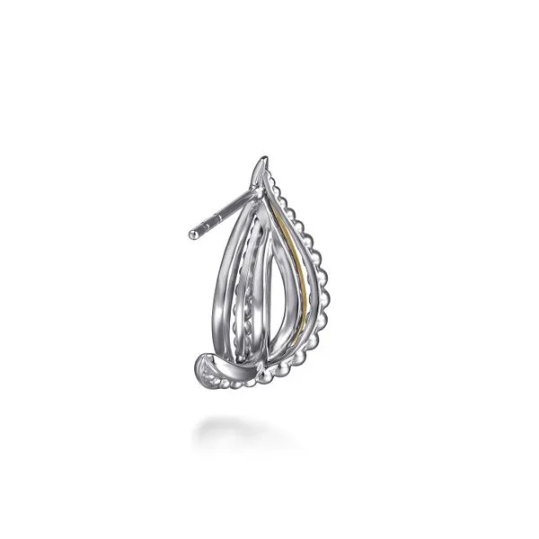 925 Sterling Silver and 14K Yellow Gold Bujukan Multiple Row J Hoop Earrings Image 2 Koerbers Fine Jewelry Inc New Albany, IN