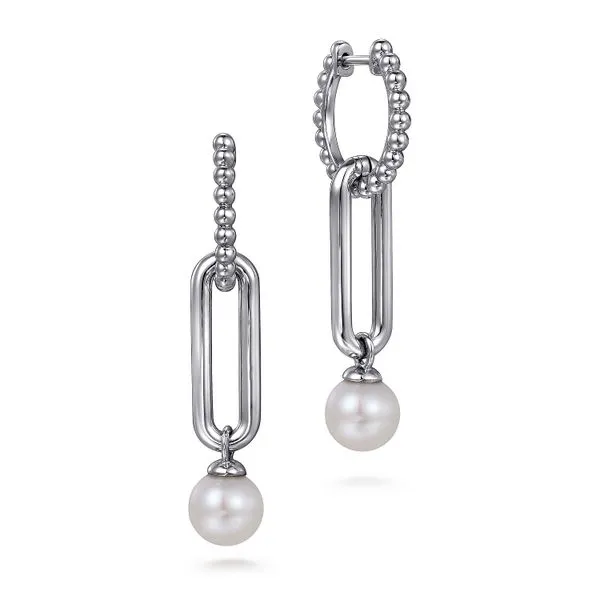 925 Sterling Silver Pearl Bujukan Huggie Drop Earrings Koerbers Fine Jewelry Inc New Albany, IN