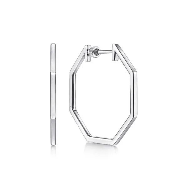 14K White Gold Geometric Classic Hoop Earrings Koerbers Fine Jewelry Inc New Albany, IN