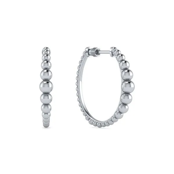 925 Sterling Silver 25MM Beaded Classic Hoop Earrings Koerbers Fine Jewelry Inc New Albany, IN