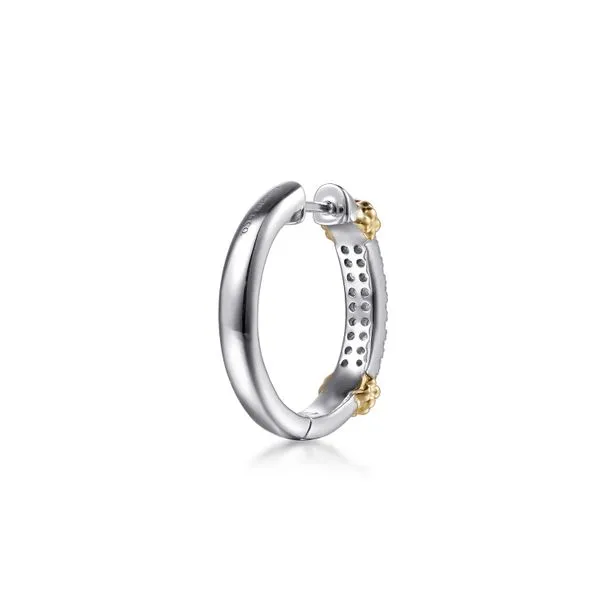 14K Yellow Gold and 925 Sterling Silver Bujukan White Sapphire Hoops Image 2 Koerbers Fine Jewelry Inc New Albany, IN
