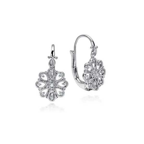 Sterling Silver White Sapphire Vintage Inspired Drop Earrings Koerbers Fine Jewelry Inc New Albany, IN