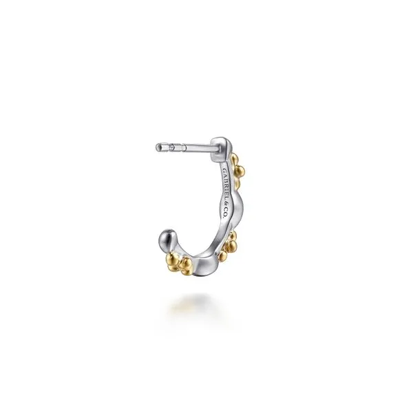 14K Yellow Gold & 925 Sterling Silver Bujukan Two Tone J Hoop Earrings Image 2 Koerbers Fine Jewelry Inc New Albany, IN
