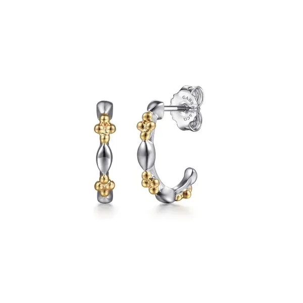 14K Yellow Gold & 925 Sterling Silver Bujukan Two Tone J Hoop Earrings Koerbers Fine Jewelry Inc New Albany, IN