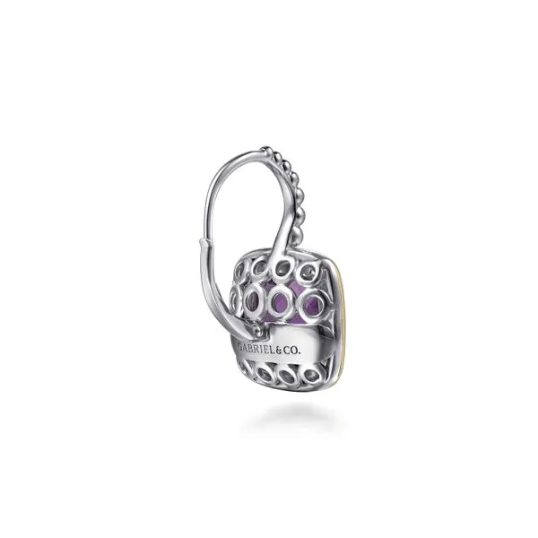 14K Yellow Gold and 925 Sterling Silver Bujukan Amethyst Leverback Earrings Image 2 Koerbers Fine Jewelry Inc New Albany, IN