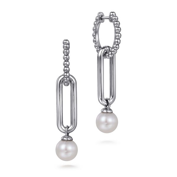 925 Sterling Silver Pearl Bujukan Huggie Drop Earrings Koerbers Fine Jewelry Inc New Albany, IN