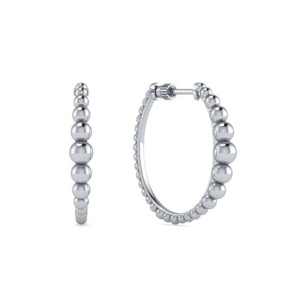 925 Sterling Silver 25MM Beaded Classic Hoop Earrings Koerbers Fine Jewelry Inc New Albany, IN
