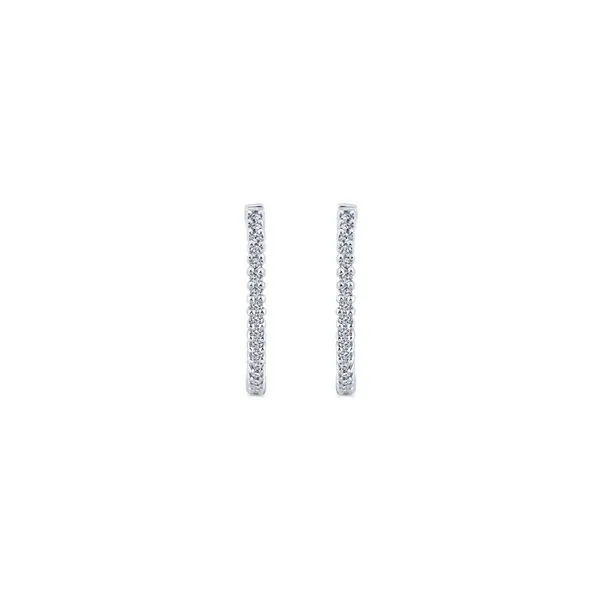 14K White Gold Inside Out Diamond Hoop Earrings Image 3 Koerbers Fine Jewelry Inc New Albany, IN