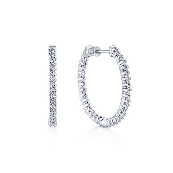 14K White Gold Inside Out Diamond Hoop Earrings Koerbers Fine Jewelry Inc New Albany, IN