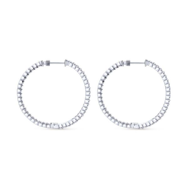 14K White Gold Prong Set Inside Out Diamond Hoop Earrings Image 2 Koerbers Fine Jewelry Inc New Albany, IN