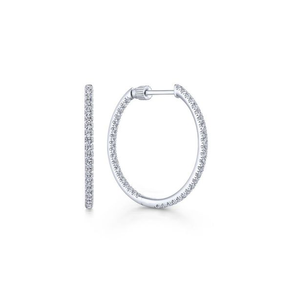 14K White Gold French Pave Inside Out Diamond Hoop Earrings Koerbers Fine Jewelry Inc New Albany, IN
