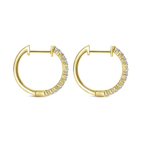 14K Yellow Gold Prong Set Classic Diamond Hoop Earrings Image 3 Koerbers Fine Jewelry Inc New Albany, IN