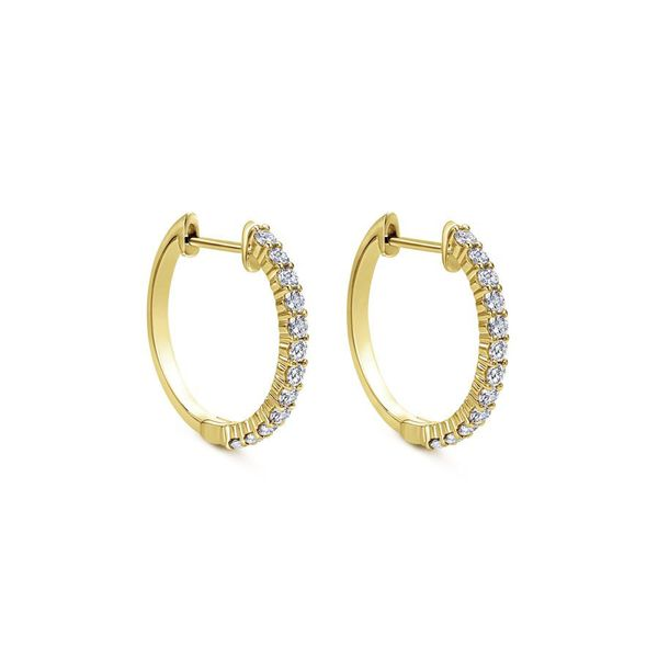 14K Yellow Gold Prong Set Classic Diamond Hoop Earrings Koerbers Fine Jewelry Inc New Albany, IN