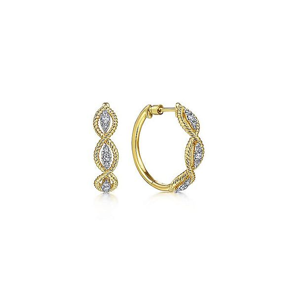 14K Yellow Gold Twisted Layered Diamond Hoop Earrings Koerbers Fine Jewelry Inc New Albany, IN
