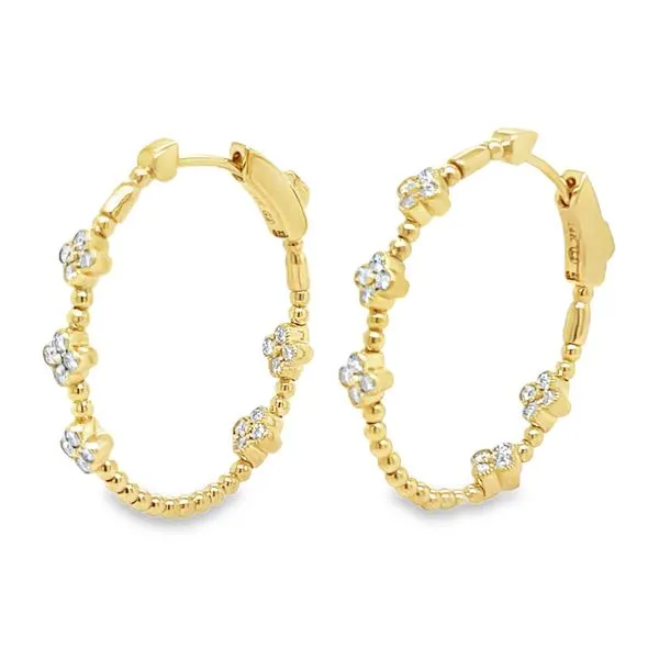 14K Yellow Gold Diamond Hoop Earrings Image 2 Koerbers Fine Jewelry Inc New Albany, IN
