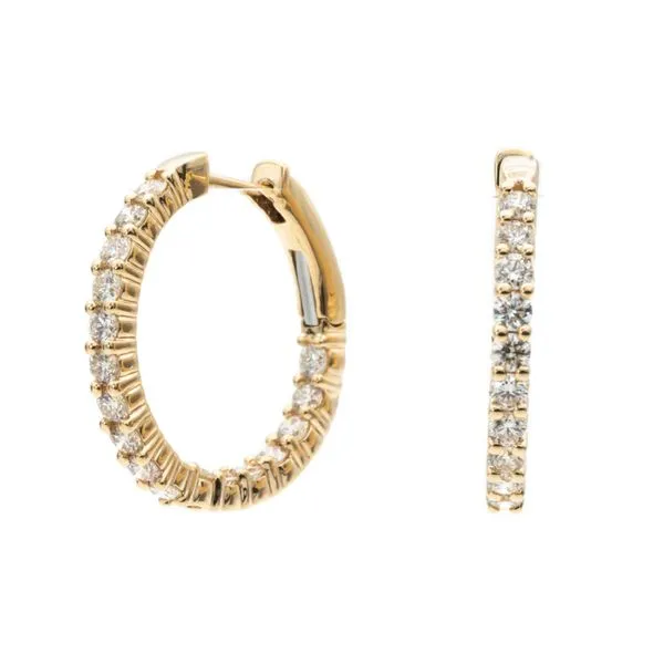 14K Yellow Gold Diamond Hoop Earrings Koerbers Fine Jewelry Inc New Albany, IN