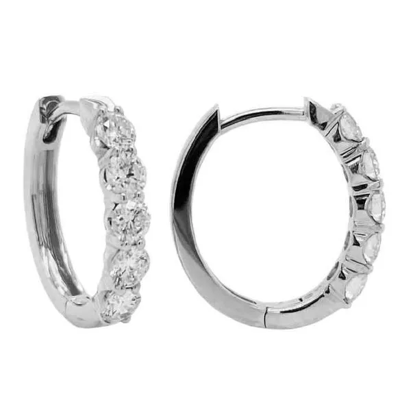 14K White Gold Diamond Huggie Hoop Earrings 1.02 CTW Koerbers Fine Jewelry Inc New Albany, IN
