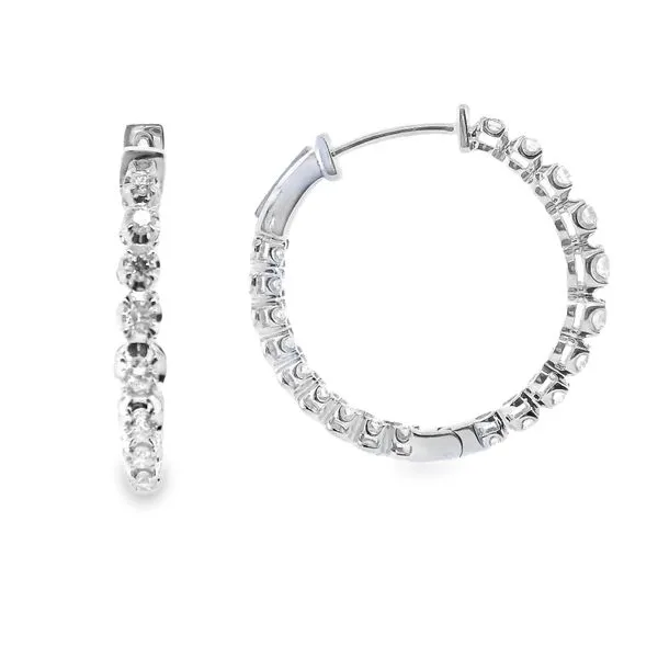 18K White Gold Diamond Hoop Earrings 0.90 CTW Koerbers Fine Jewelry Inc New Albany, IN