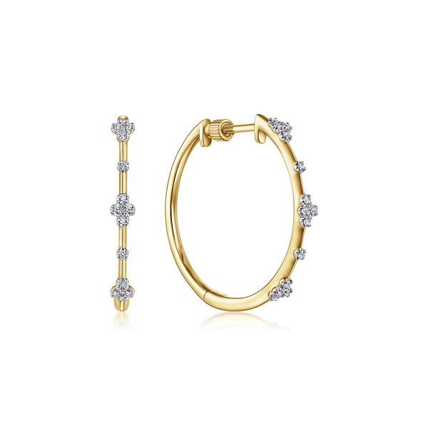 14K Yellow Gold Diamond Classic Hoop Earrings, 20mm Koerbers Fine Jewelry Inc New Albany, IN