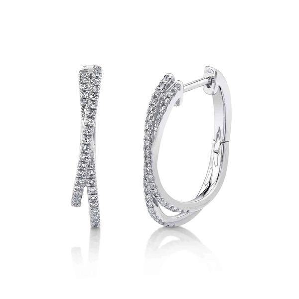 14K White Gold Diamond Hoop Earrings Koerbers Fine Jewelry Inc New Albany, IN