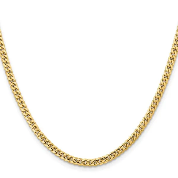 14K Yellow Gold Solid Miami Cuban Link Chain 20