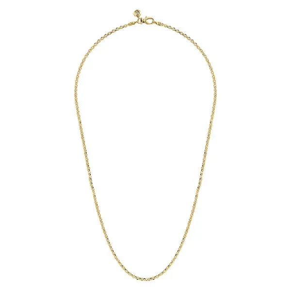 14K Yellow Gold Hollow Men's Link Chain Necklace 22