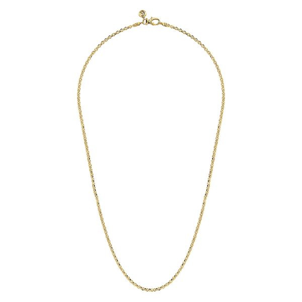 14K Yellow Gold Hollow Men's Link Chain Necklace 22