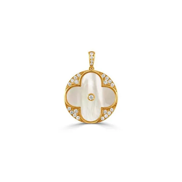 18K Yellow Gold Mother of Pearl and Diamond Clover Pendant Koerbers Fine Jewelry Inc New Albany, IN