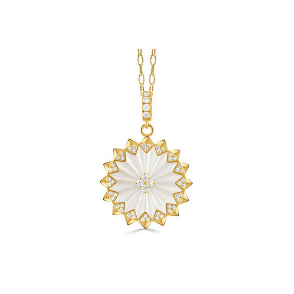 18K Yellow Gold White Mother of Pearl and Diamond Pendant Koerbers Fine Jewelry Inc New Albany, IN