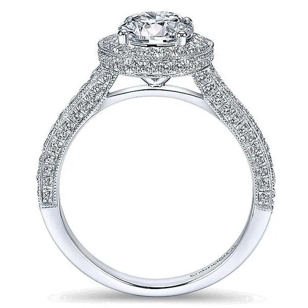 Estate 14K White Gold Vintage Inspired Round Halo Diamond Engagement Ring Image 3 Koerbers Fine Jewelry Inc New Albany, IN
