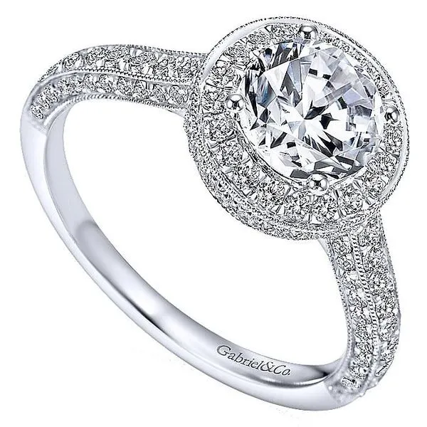 Estate 14K White Gold Vintage Inspired Round Halo Diamond Engagement Ring Koerbers Fine Jewelry Inc New Albany, IN