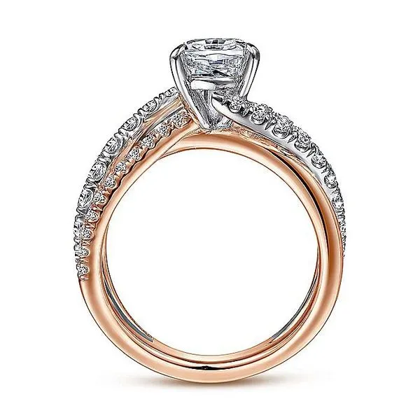 Estate 14K White and Rose Gold Pear Shape Free Form Diamond Engagement Ring Image 2 Koerbers Fine Jewelry Inc New Albany, IN