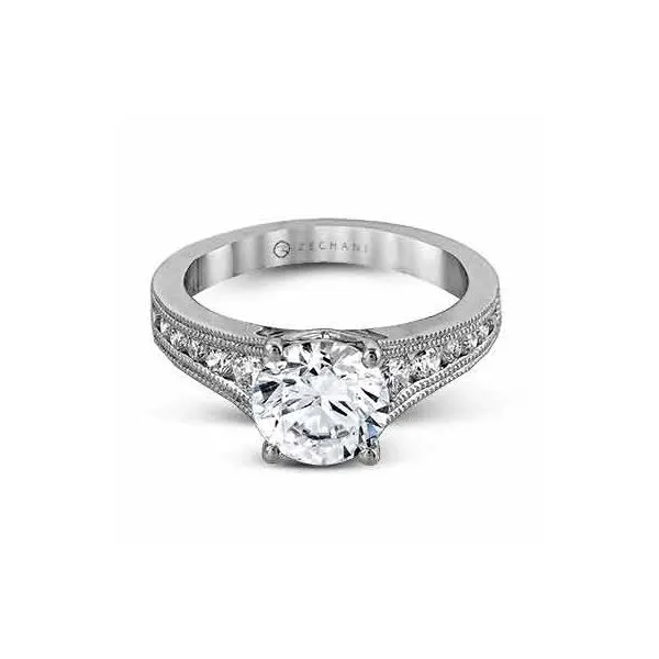 Estate 14K White Gold Zeghani Channel Set With Millgrain Engagement Ring Image 2 Koerbers Fine Jewelry Inc New Albany, IN