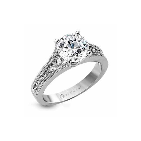 Estate 14K White Gold Zeghani Channel Set With Millgrain Engagement Ring Koerbers Fine Jewelry Inc New Albany, IN