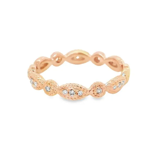Estate 14K Rose Gold Scalloped Milgrain Diamond Wedding Band Koerbers Fine Jewelry Inc New Albany, IN