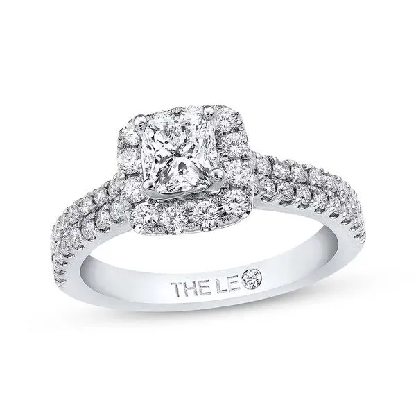 Estate 14K White Gold Diamond Leo Halo Engagement Ring Koerbers Fine Jewelry Inc New Albany, IN