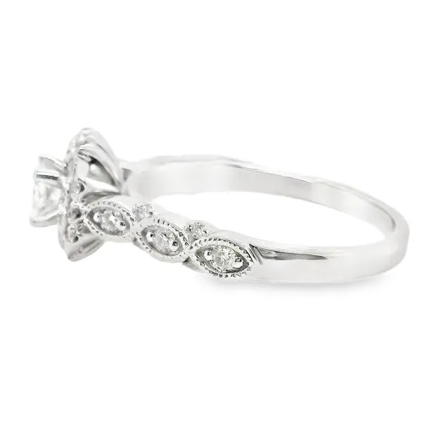 Estate 14K White Gold Vintage Style Halo Engagement Ring Image 2 Koerbers Fine Jewelry Inc New Albany, IN