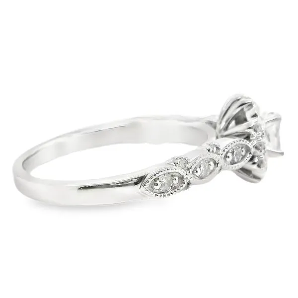 Estate 14K White Gold Vintage Style Halo Engagement Ring Image 4 Koerbers Fine Jewelry Inc New Albany, IN