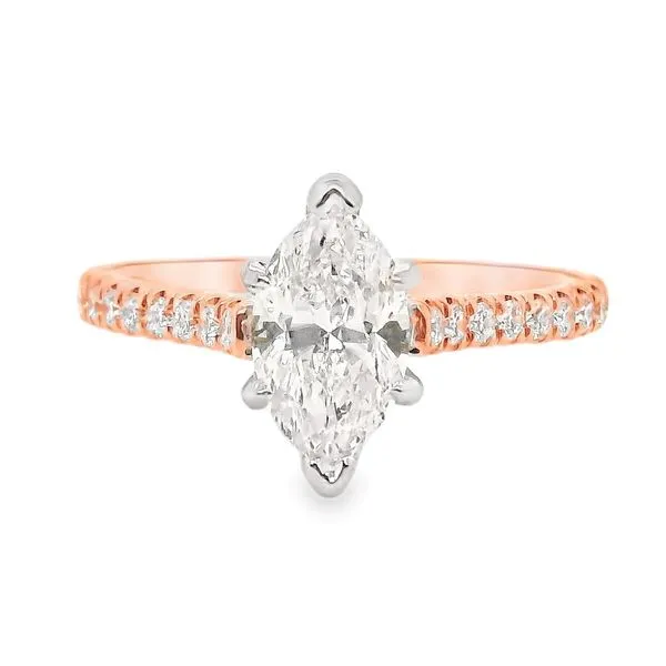 Estate 14K Rose Gold Marquise Diamond Engagement Ring and Wedding Band Koerbers Fine Jewelry Inc New Albany, IN