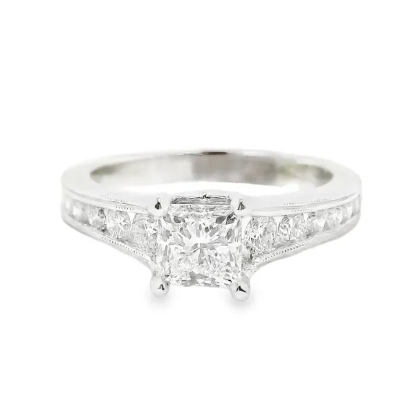 Estate 14K White Gold Zeghani Channel Set With Millgrain Engagement Ring Koerbers Fine Jewelry Inc New Albany, IN