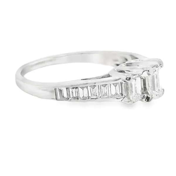 Estate 14K White Gold Three Stone Emerald Cut Engagement Ring Image 2 Koerbers Fine Jewelry Inc New Albany, IN