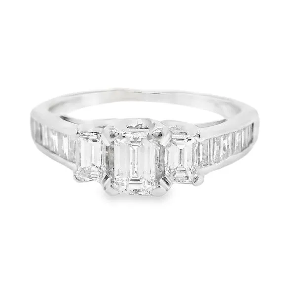 Estate 14K White Gold Three Stone Emerald Cut Engagement Ring Koerbers Fine Jewelry Inc New Albany, IN