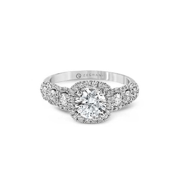 Estate 14K White Gold Diamond Cushion Halo Engagement Ring Image 2 Koerbers Fine Jewelry Inc New Albany, IN